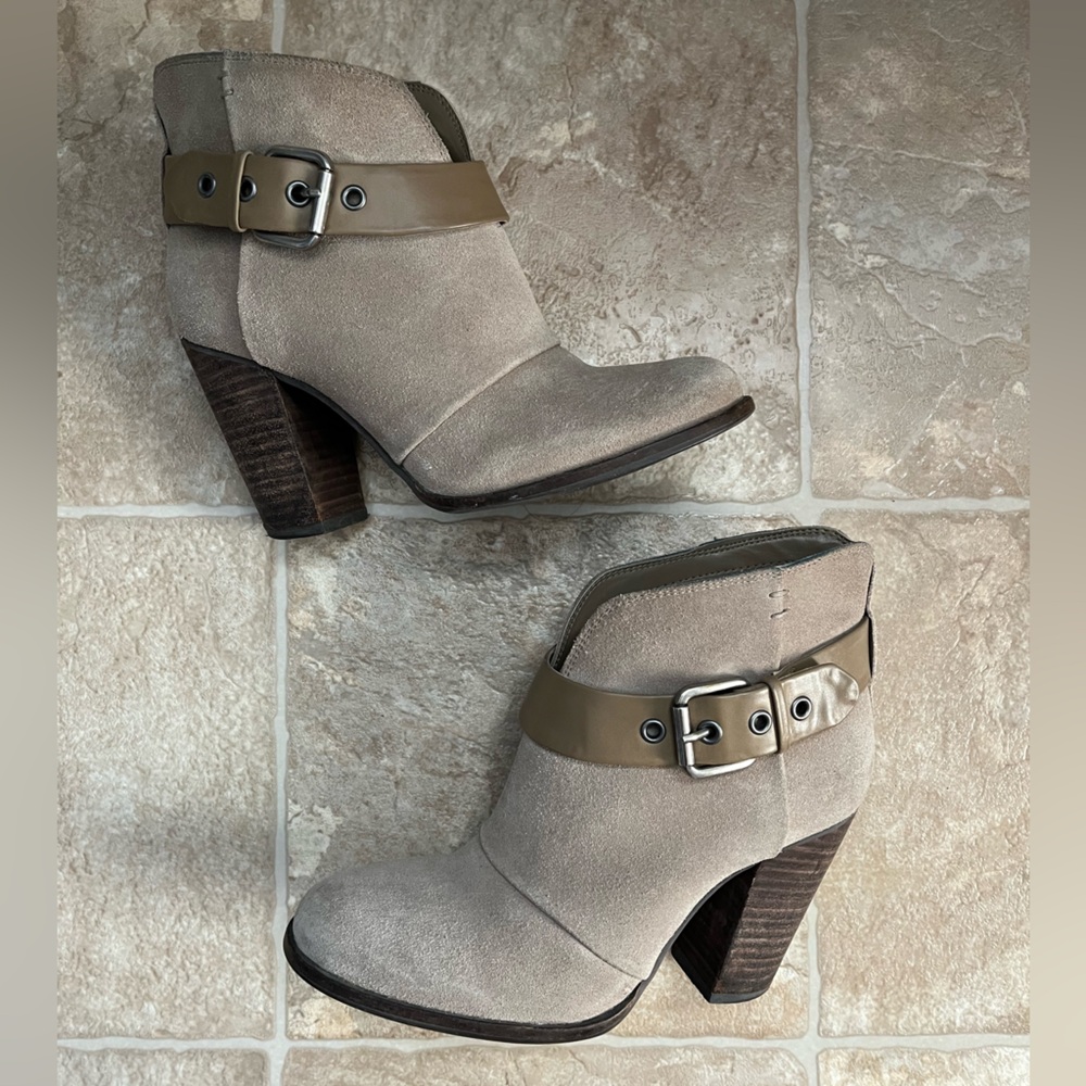 Jessica Simpson Taupe Suede Ankle Boots with Buckle